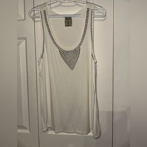 Vocal cream Tank Top with Silver Studs